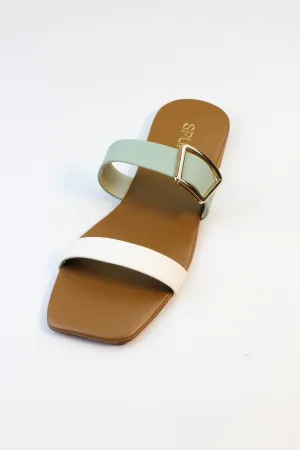 Juno Two Colors Open Toe Flat Sandals Beach Shoes