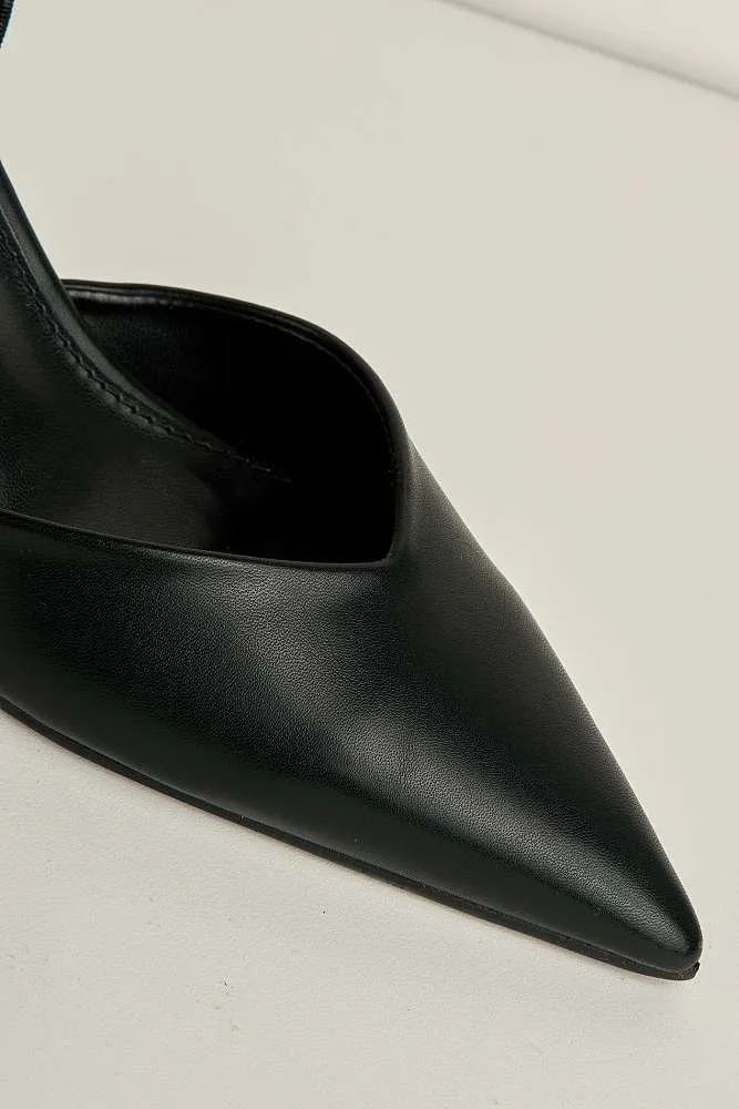 Liana Pointed Toe Slingback Court Shoes in Black