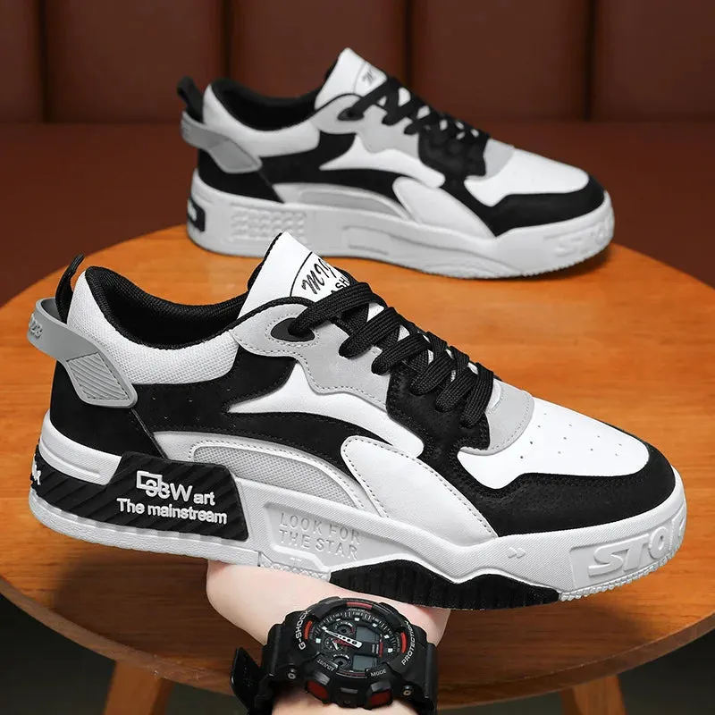 Lizard Vigilante Men’s Autumn Platform Sneakers – Trendy Lace-Up Vulcanized Shoes, White Casual Zapatillas