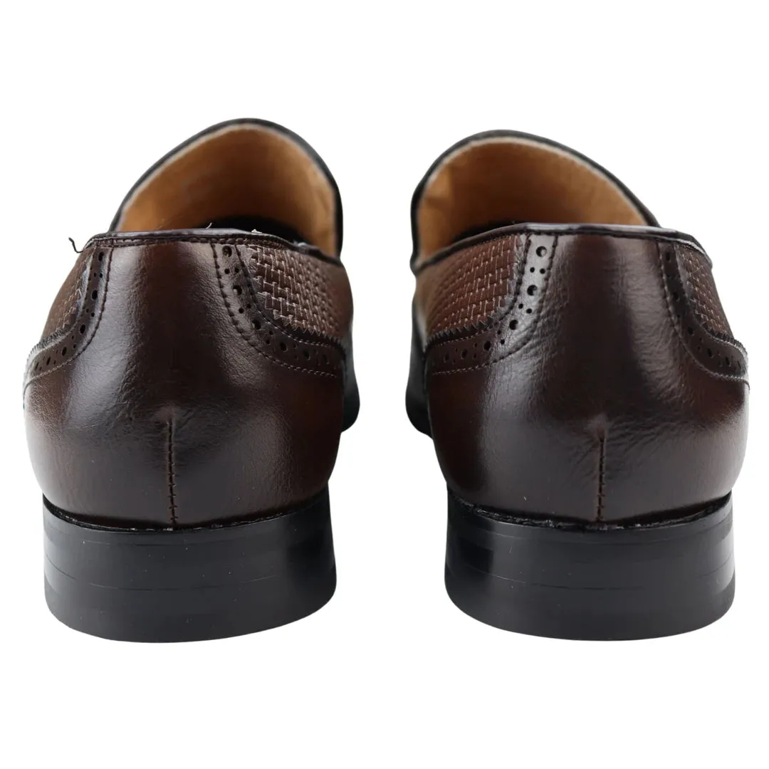 Men's Moccasin Loafers Shoes Leather Lined Slip On Tassel Trim Smart Formal Shoe