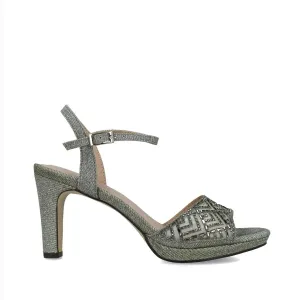 Sophisticated Deep Grey Diamante Evening Sandals