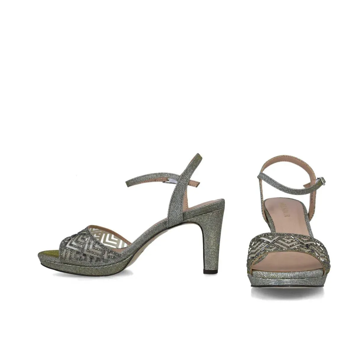 Sophisticated Deep Grey Diamante Evening Sandals