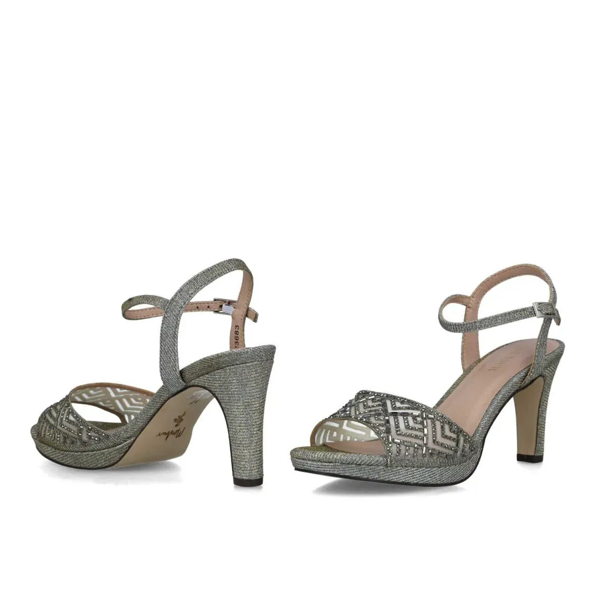 Sophisticated Deep Grey Diamante Evening Sandals
