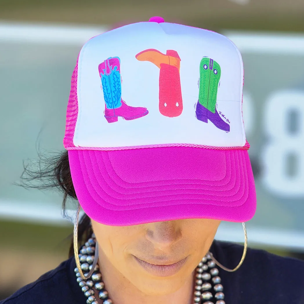 The Whole Herd Neon Boots Trucker Cap
