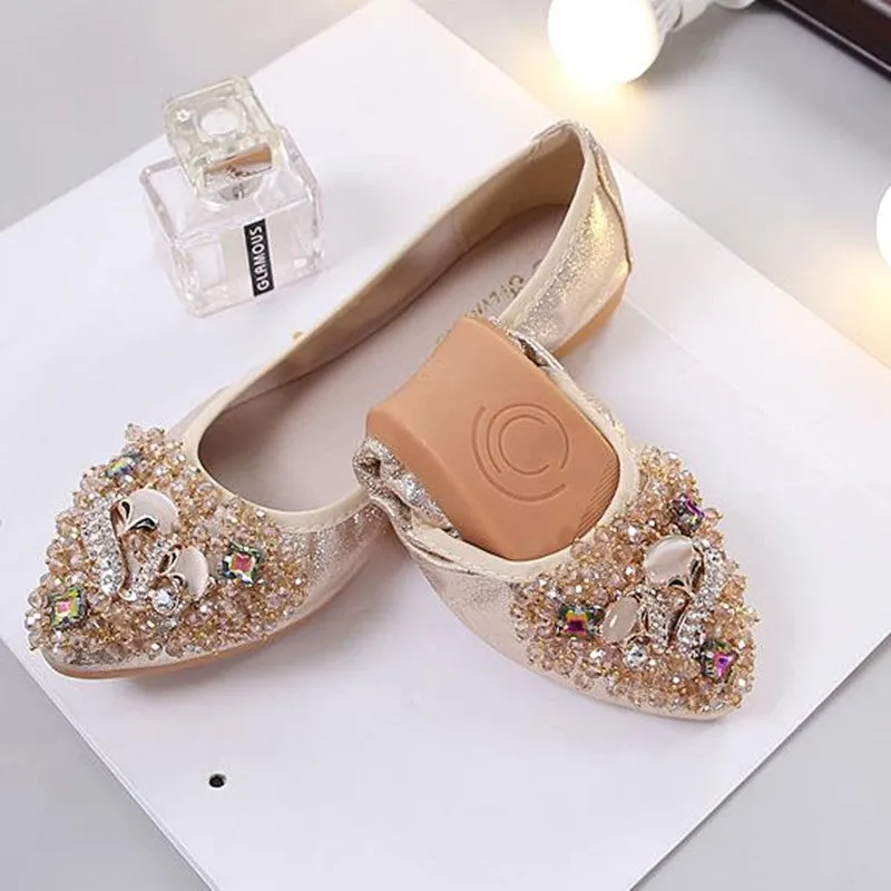 vanccy Rhinestone Flats Casual Comfort Dressy Flats For Wedding Fox Slippers CF301