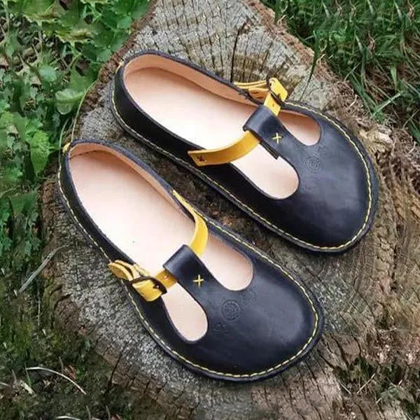 Women's Retro Casual T Buckle Flats 79722527S